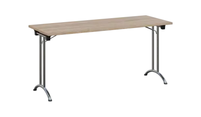 SLC 160 chrom skládací jednací stůl 1600x600, deska 25 mm, podnož chrom, deska dub bardolino